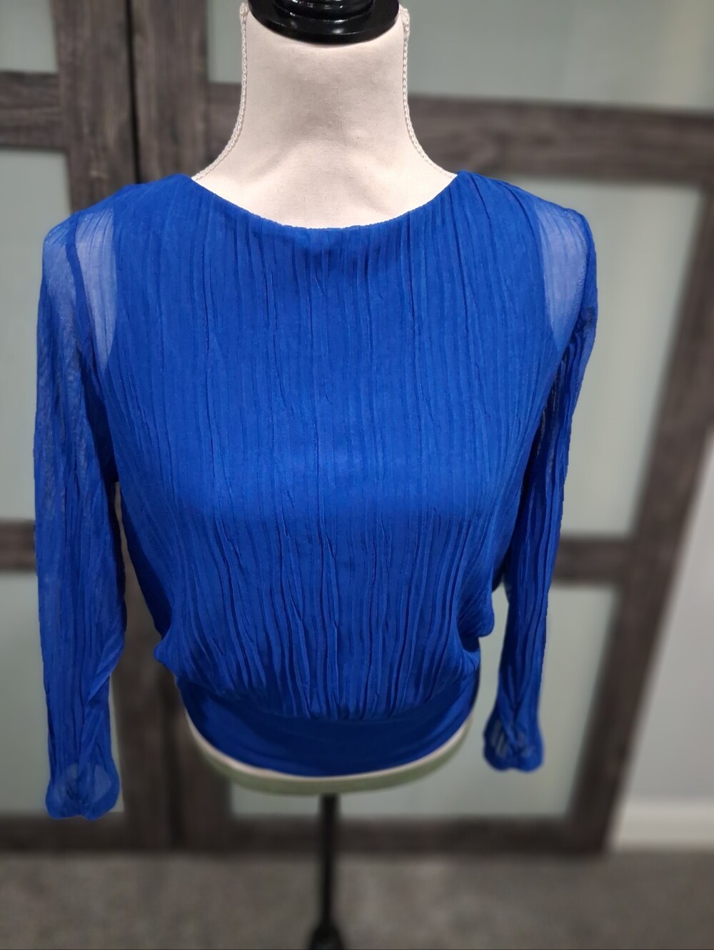 Chico's Textured Banded Bottom Knit Top Size 0 / SM Color Cobalt Stone NWT